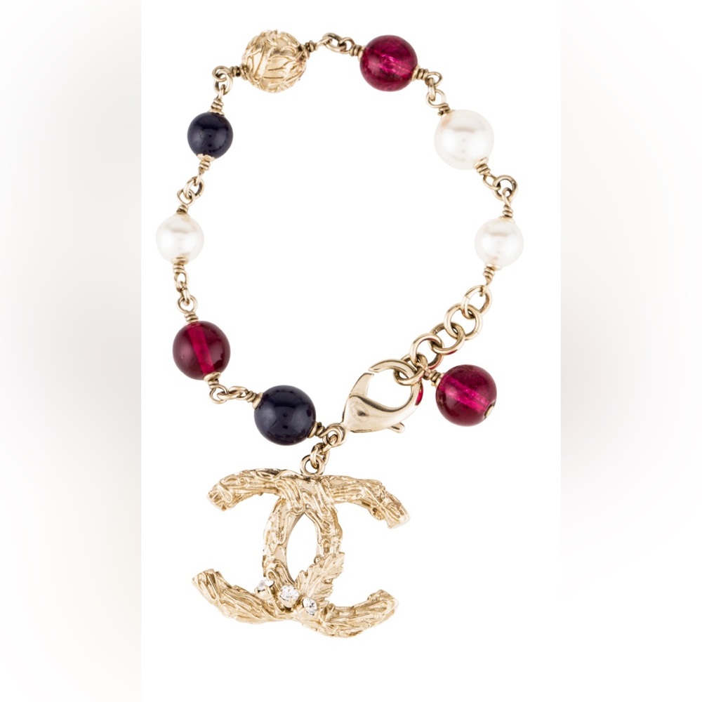 Authentic Chanel Crystal & Faux Pearl Bracelet